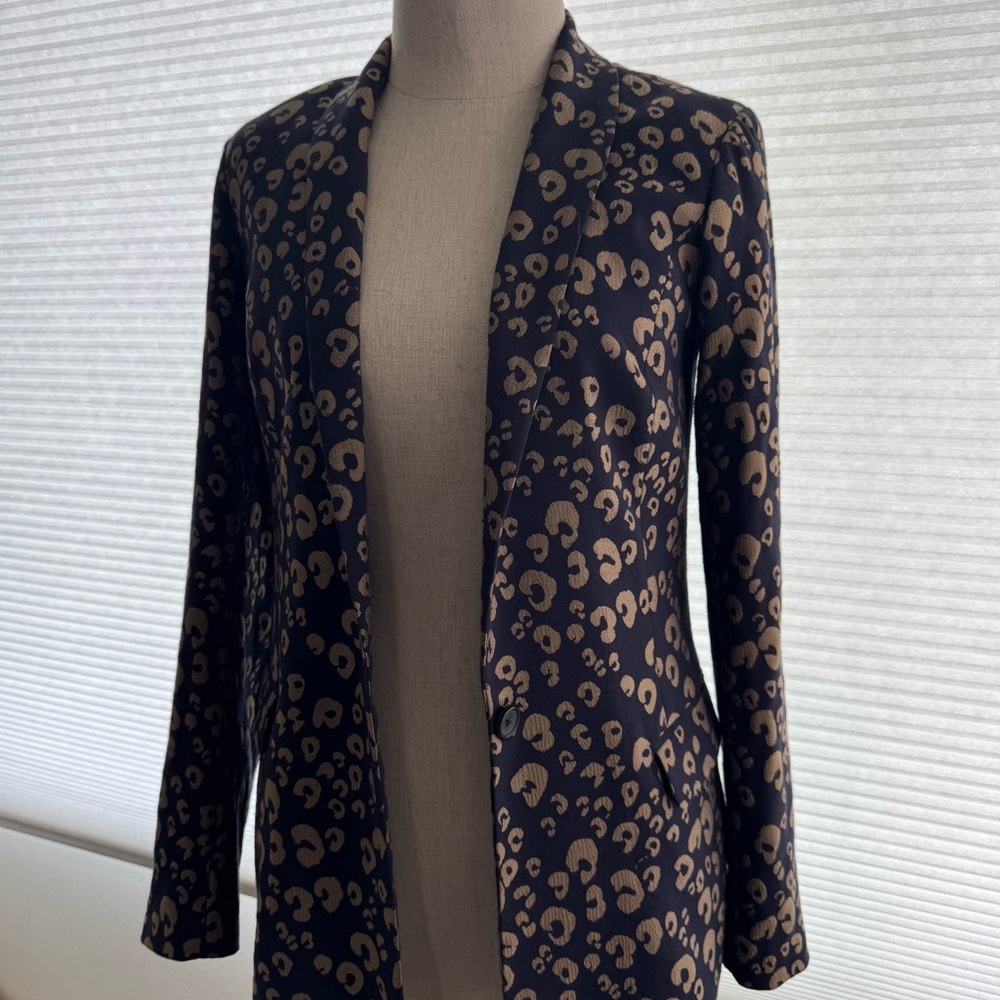 Scotch & Soda Navy and Gold Leopard Blazer